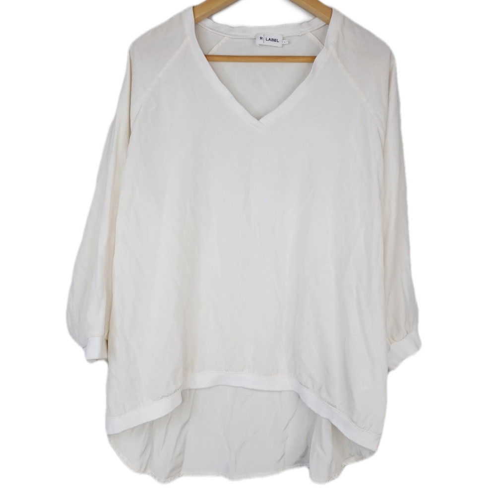 R | Label Silk Ribbed Blouse
